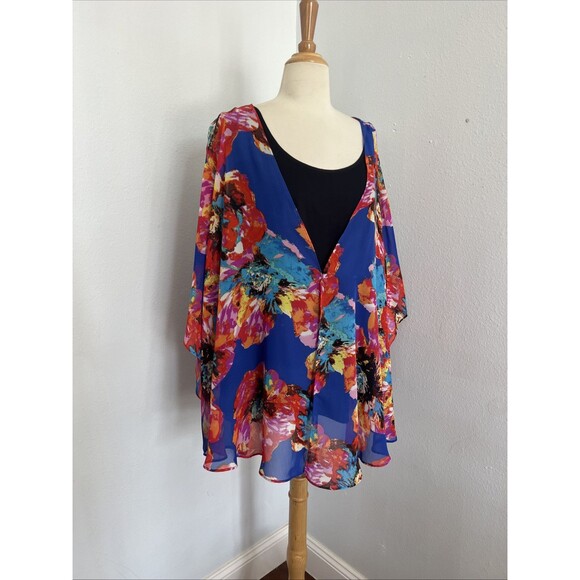 Sara‎ Michelle Blouse Womens 3X Floral Flutter Sleeves Whimsical Romantic Fairy - Picture 13 of 16